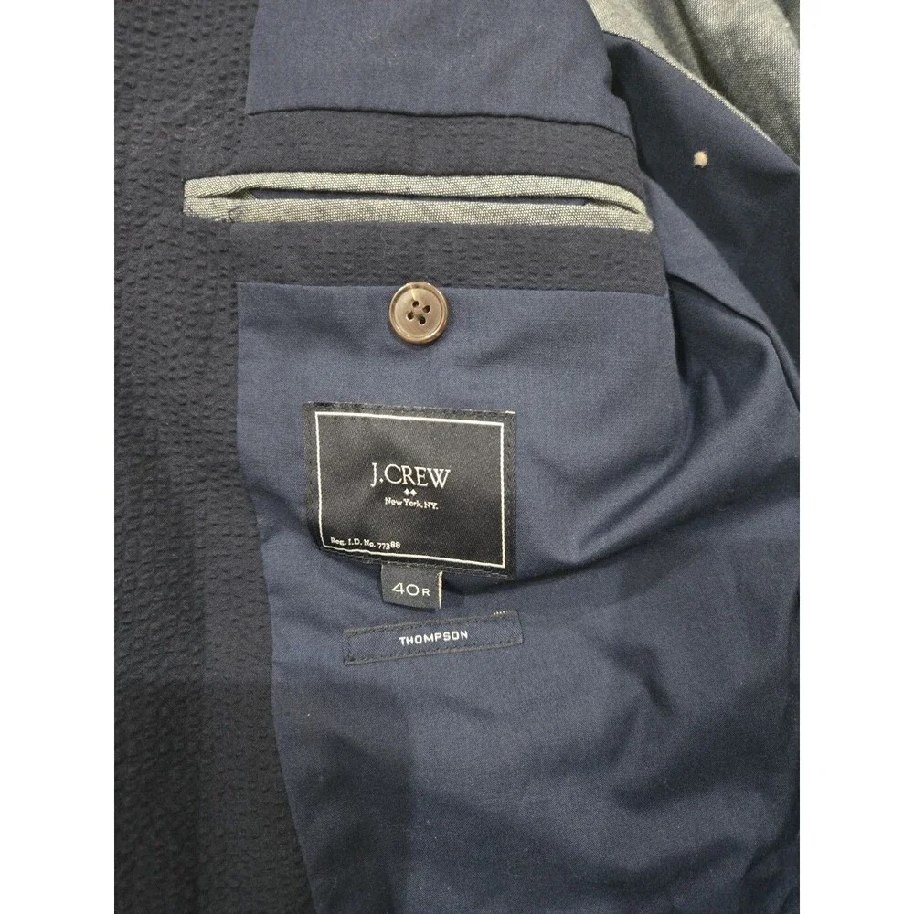 J.Crew Thompson Blazer Mens 40R Navy Textured Sport Coat 2 Button Preppy